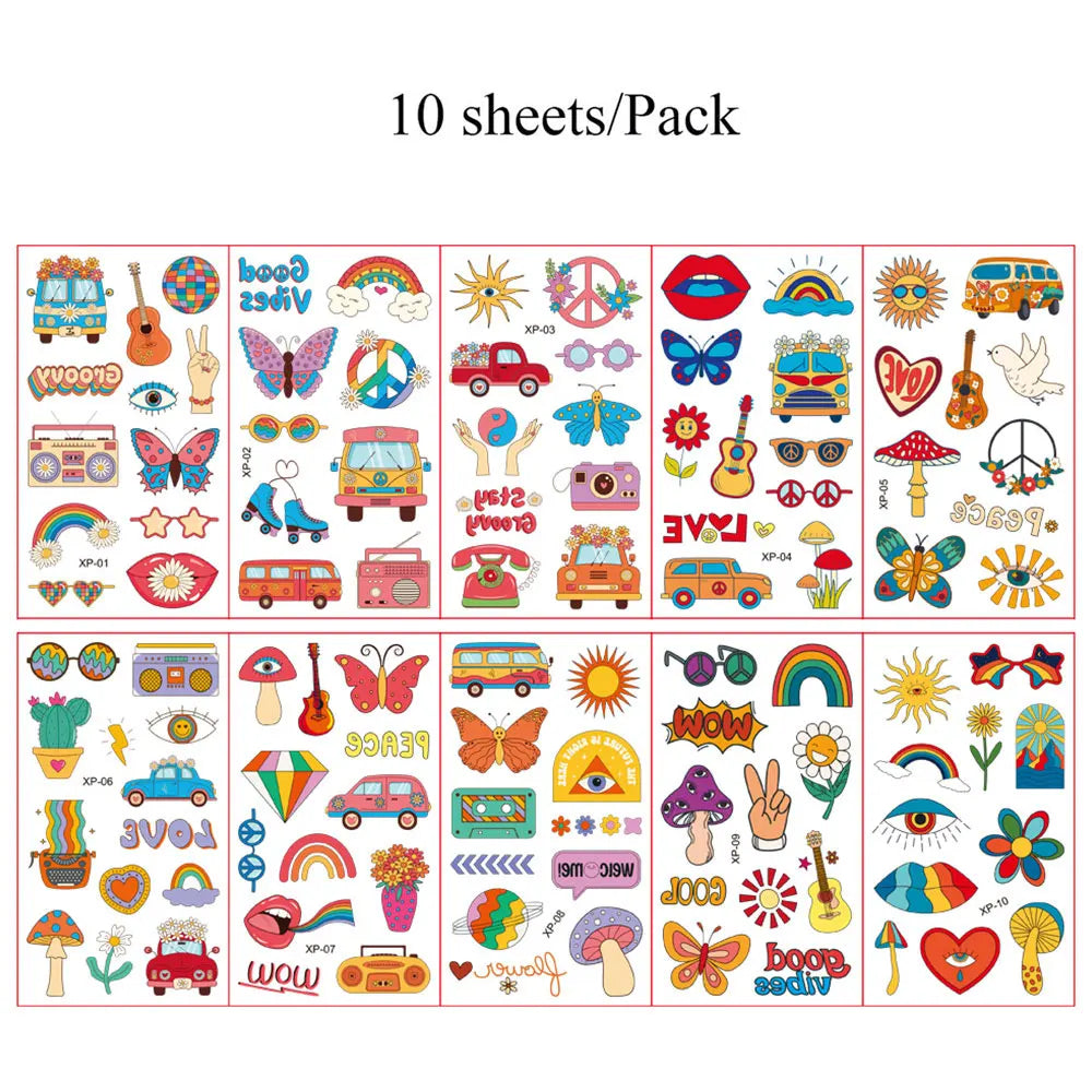 10Pcs Cartoon Temporary Tattoos for Hand Disposable Underwater World Crabs Dolphins Octopus Jellyfish Design Tattoos Sticker