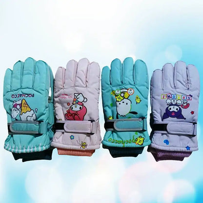 Kawaii Sanrio Ski Gloves for Kids - Kuromi Melody Pochacco Winter Mittens | Waterproof Velvet Gloves