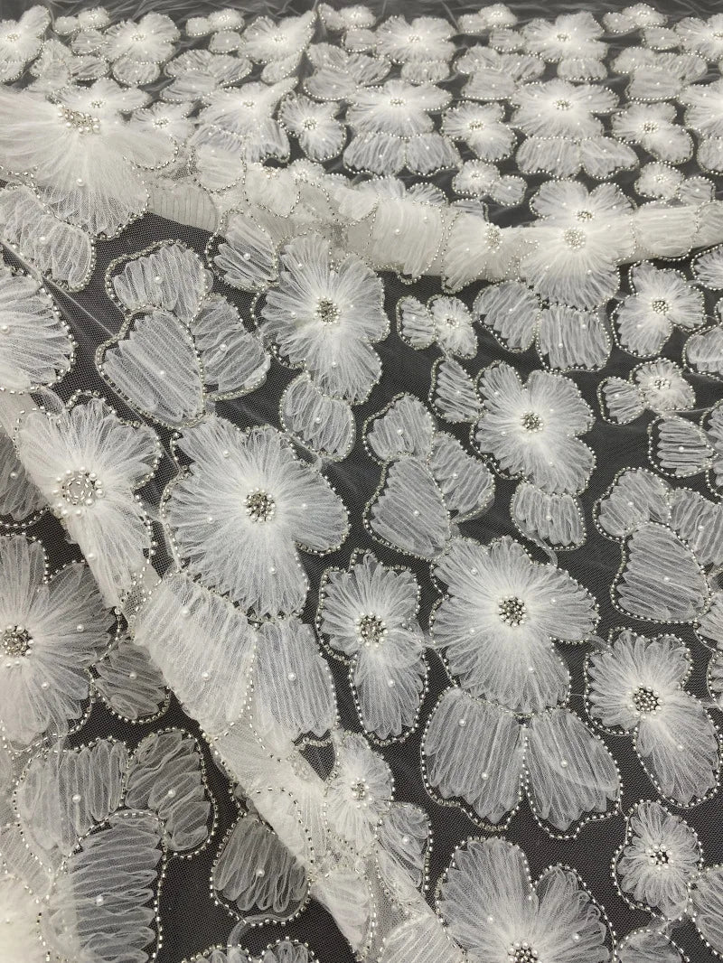 Dark Purple Panhua Bead Cord Embroidery + Sequin Embroidery Fairy Style Evening Dress Women’s Skirt Fashion Bead sewing 2 yard