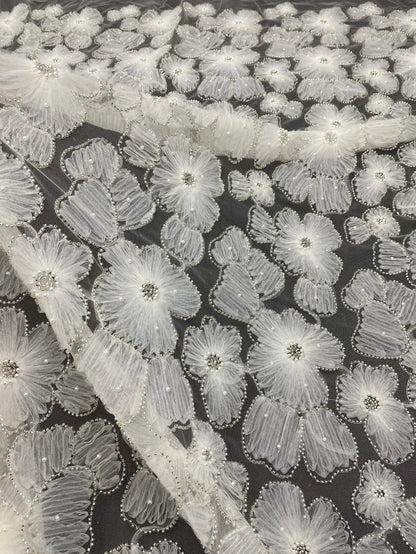 Dark Purple Panhua Bead Cord Embroidery + Sequin Embroidery Fairy Style Evening Dress Women’s Skirt Fashion Bead sewing 2 yard