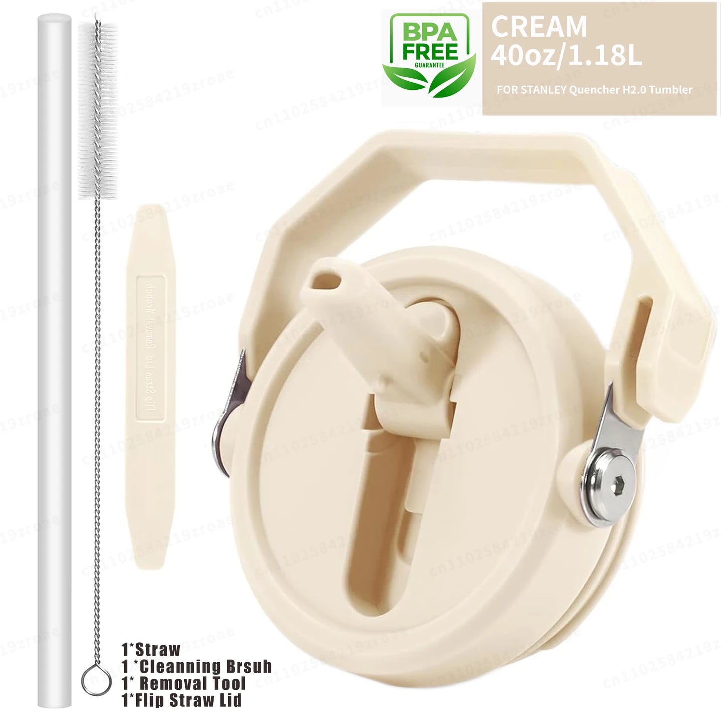 Flip Straw Lid For 40oz Stanley Tumbler Leakproof Portable Handle Lid Exact Color Detachable Flip Straw With Brush&Removal Tool