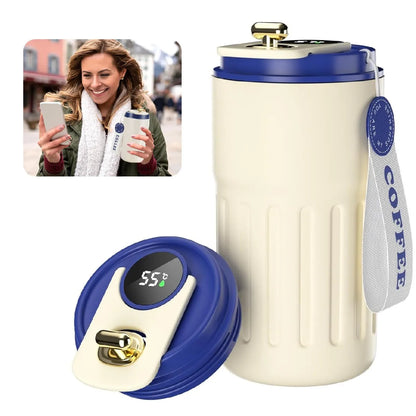 Travel Mug With Temperature Display, 304 Stainless Steel Vacumm Coffee Cups~