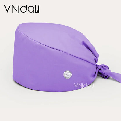 Solid color scrub cap with button pet grooming working Caps  surgical cap Lab work hat  womens Scrub hats nurse accessories