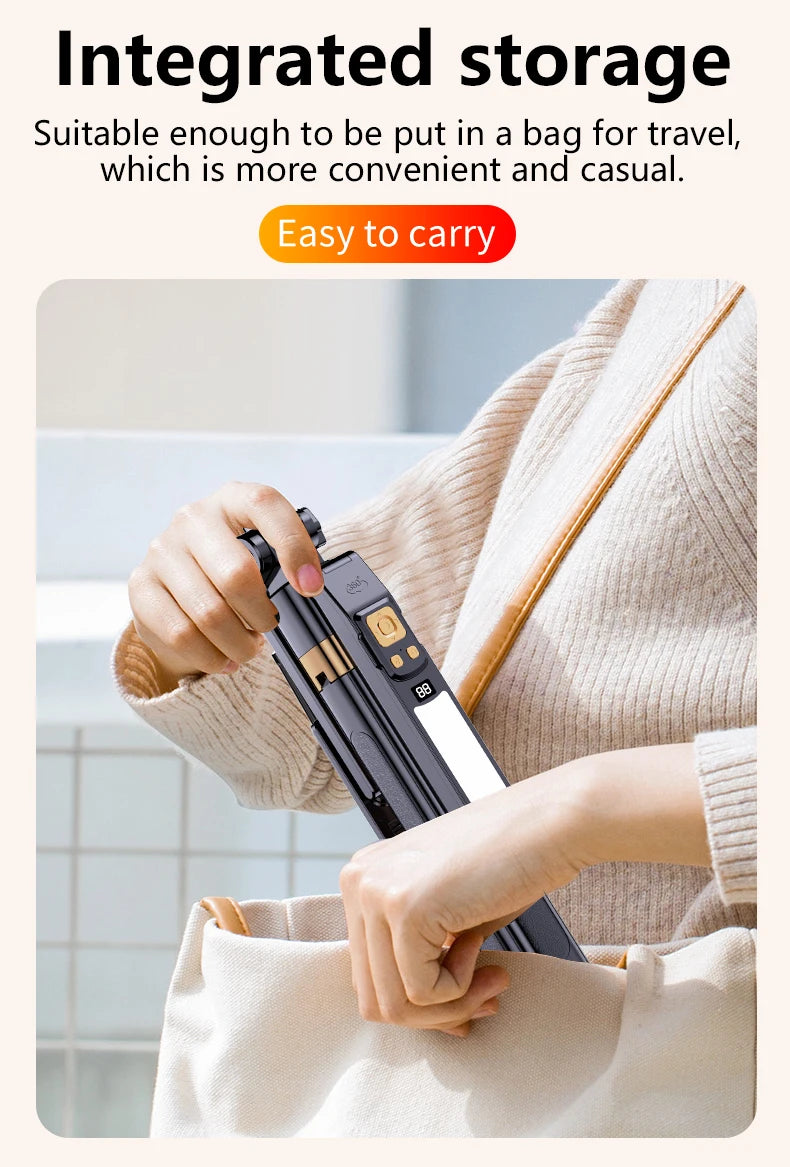 LISCN 1.8m 360 Gimbal Selfie Stick AI Intelligent Auto Face Tracking Tripod Stabilizer Phone Tripod with LED Fill Light