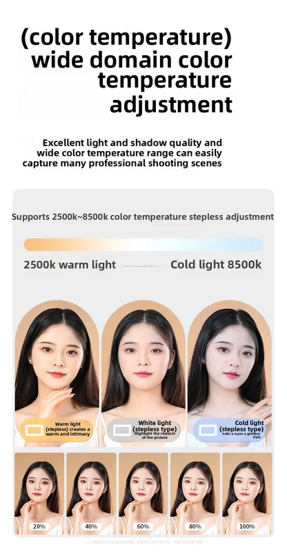 Phone Video Handheld LED Fill Light Selfie Light Phone Video Stabilizer for Camera, Phone, Tiktok, YouTube, Makeup, Video Blog