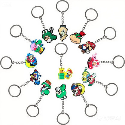 Cartoon Party Favor Keychain Set Supplies Anime Marios Figure Cartoon Fashion Braclet Sticker Birthday Christmas Favor Bag Gift