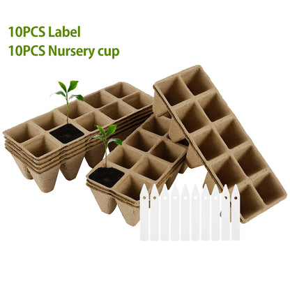 10/20Pcs Seed Starter Tray 10 Cells Biodegradable Pots Seedling Germination Trays Plant Starter Trays for Garden Balcony Plants
