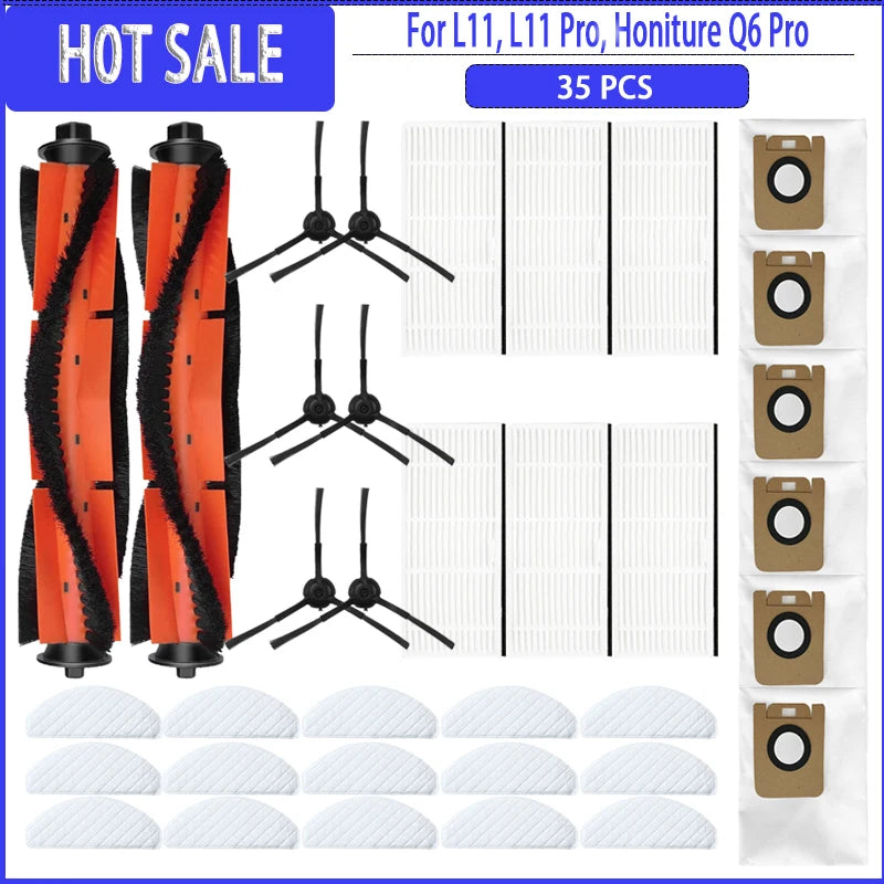 Hauptseitenbürste, Filter, Wischmopp, Staubbeutel für Imou L11 / L11 Pro / Honiture Q6 Pro / Laresar L6 Pro / Airrobo T10+ / Arnagar S8 Pro Ersatzteile