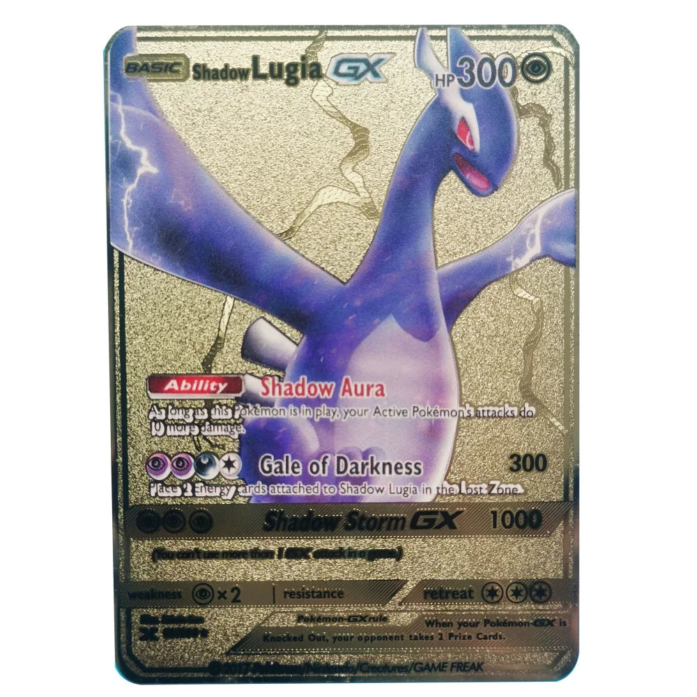 Pokémon 32er-Karten Goldmetall-Pokémon-Karten Englisch Harte Eisenkarten Mewtu Pikachu Gx Glurak Vmax Paket Spielkollektion