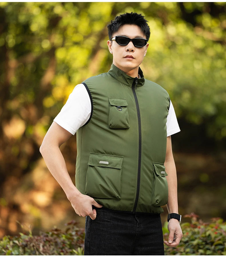 Summer Cooling Fan Workwear, Unisex Short Sleeve, Outdoor Sun Protection & Cooling Vest with Built-in Fans