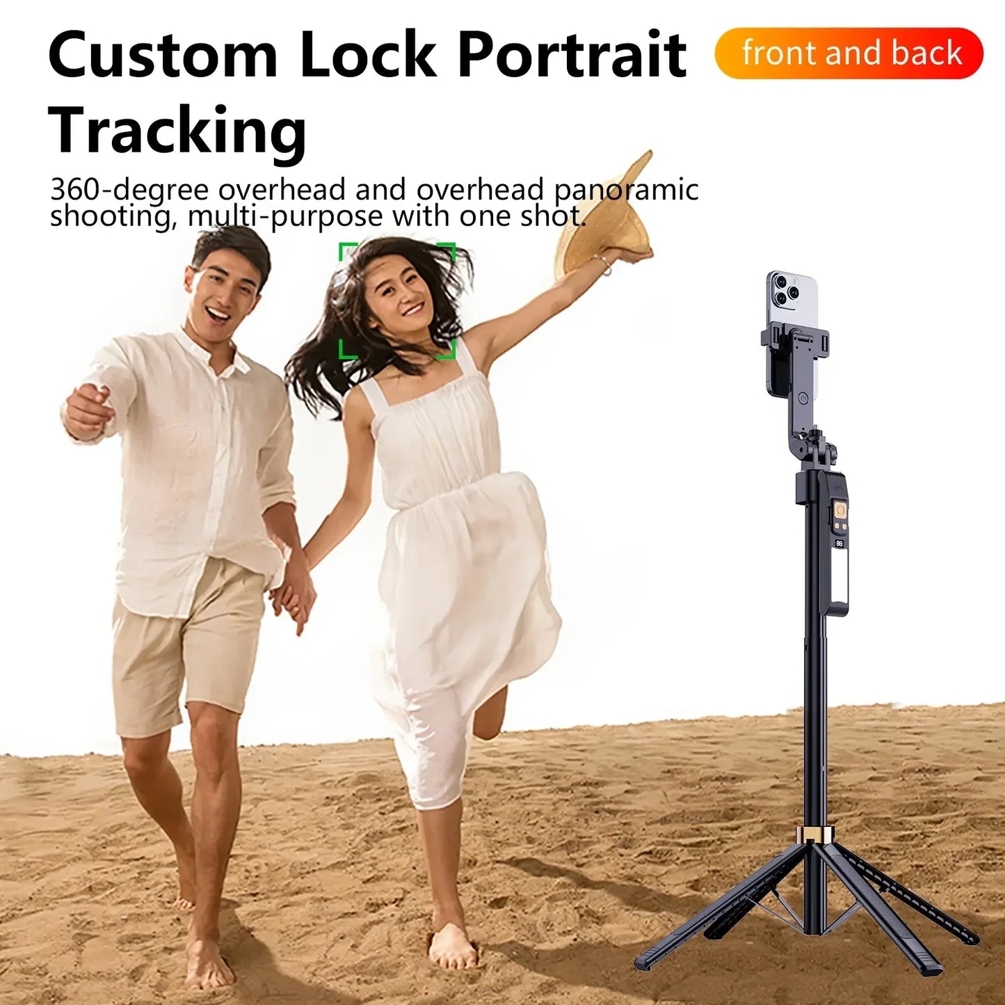 LISCN 1.8m 360 Gimbal Selfie Stick AI Intelligent Auto Face Tracking Tripod Stabilizer Phone Tripod with LED Fill Light