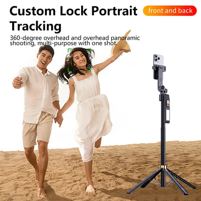 LISCN 1.8m 360 Gimbal Selfie Stick AI Intelligent Auto Face Tracking Tripod Stabilizer Phone Tripod with LED Fill Light