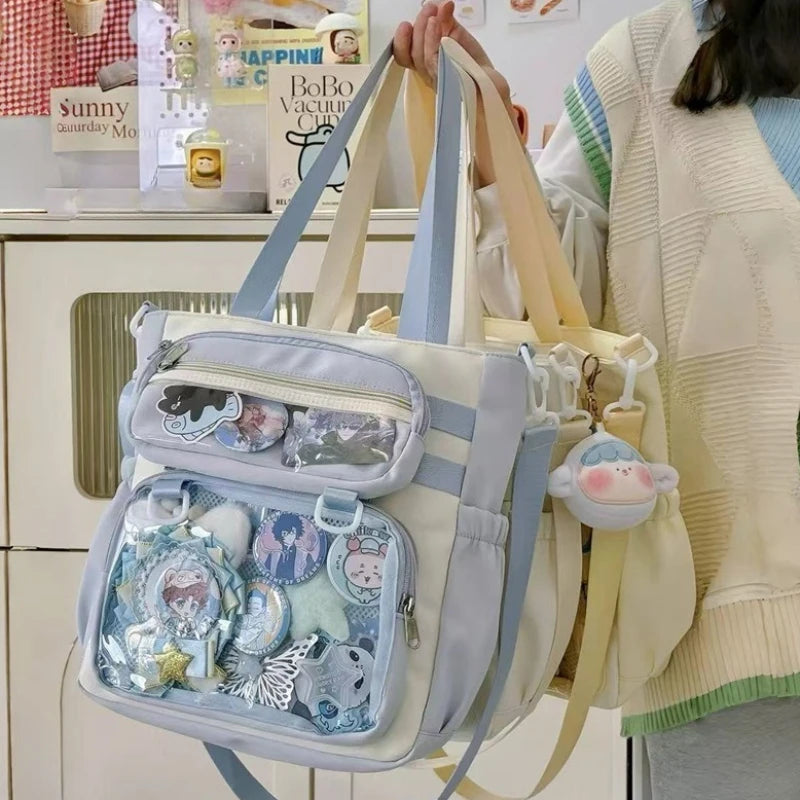 Japanese Transparent Ita Bag Handbag Women Anime Portable Large Capacity Girls Shoulder Tote Bag Nylon Crossbody Bags ItaBag