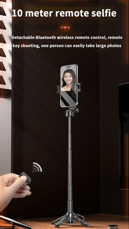 Portable Bluetooth Selfie Stick Tripod with Remote, Foldable Phone Holder Stand for iPhone & Smartphones, Mini Keychain Design