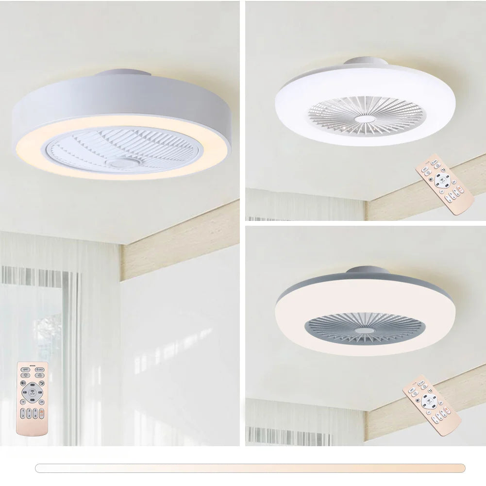 KOMORE Round Acrylic LED Ceiling Light Fan with Remote Control 3 Colour Temperature for Office, Living Room, Bedroom