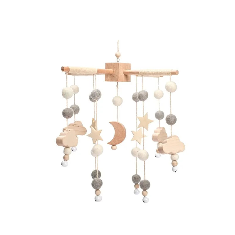 Baby Crib Bed Bell Rattle Toy 0-12 Months Wooden Mobile Cartoon Bee Bed Bell Hanging Toy Holder Bracket Infant Crib Bracket Gift