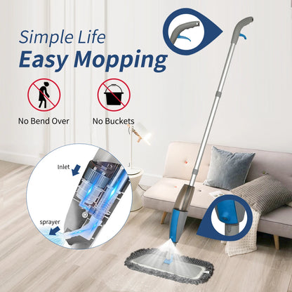 Spray Mop Broom Set Magic Flat Mops for Floor Home Cleaning Tool Brooms Household with Reusable Microfiber Pads Rotating Mop