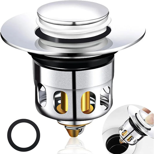 Universal Bathroom Sink Plug Stopper Wash Basin Core Bounce Pop-Up Drain Filter