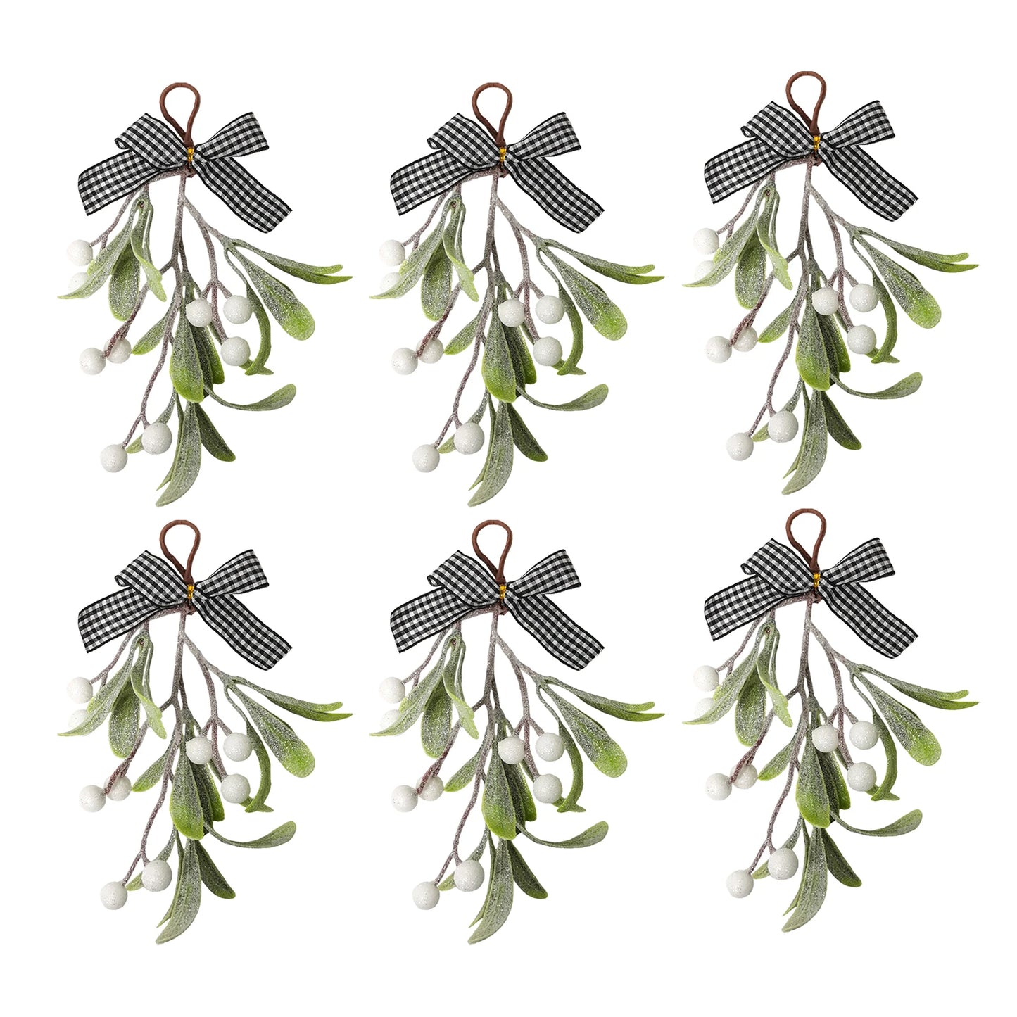 6pcs artificial Christmas Mistletoe hanging ornament Artificial green plant home decoration berry hanging ornament