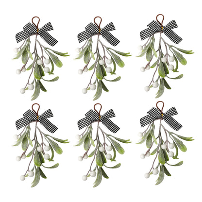 6pcs artificial Christmas Mistletoe hanging ornament Artificial green plant home decoration berry hanging ornament