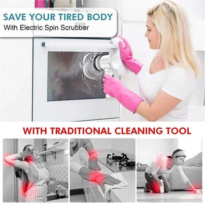 5-in-1 Electric Spin Scrubber Brush for Bathroom Tile Bathtub Sink, Power Scrubber with 5 Replaceable Brush Heads