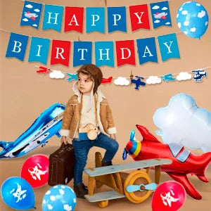 Airplane Birthday Party Decorations,167pcs decorations&Airplane Party Tableware set-Airplane Plates Napkins Cups TableCloth etc