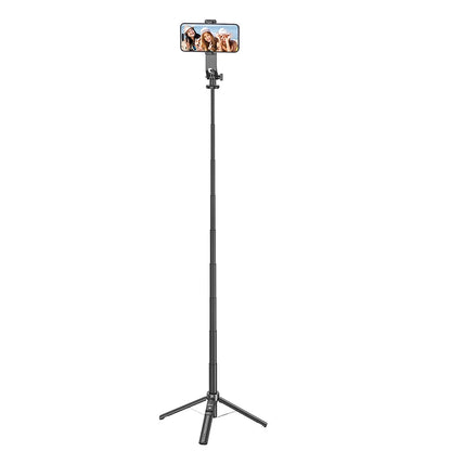 HOCO K21 Aluminum Alloy Live Broadcast Holder Wireless Selfie Stick with Bluetooth Remote Extendable Tripod Support PTZ Function