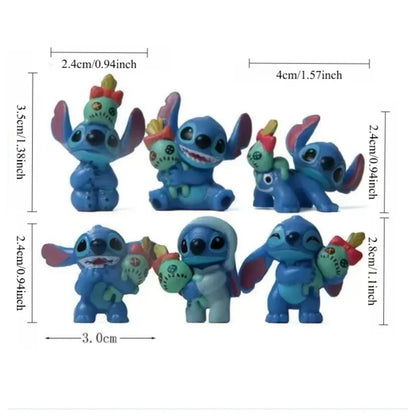 Disney 6-piece Lilo and Stitch cartoon character model series anime tabletop decorations Christmas gift