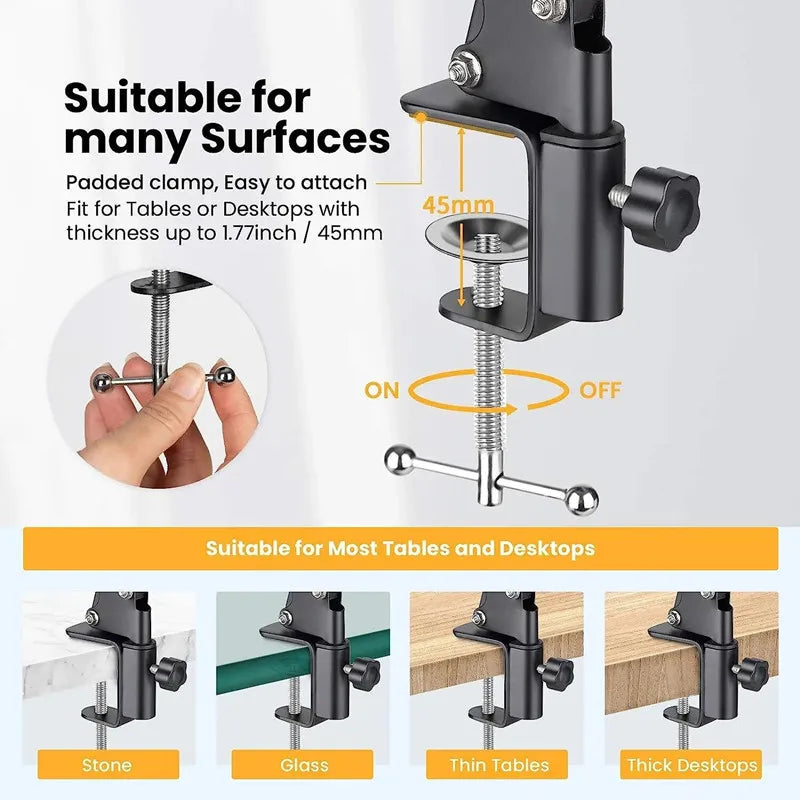 Roreta Flexible Arm Tripod For Phone Stand Table Folded Anchor Online Desktop Laptop Video Live Overhead Shot Photography