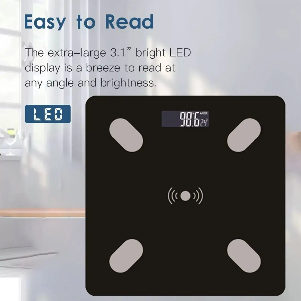 Digital Bathroom Scales 180KG Body Weight Weighing Scale LCD Electronic Black