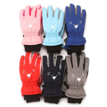 Winter Children Boys Girls Cute Cartoon Non-slip Thick Warm Sports Mittens Kids Ski Gloves Waterproof