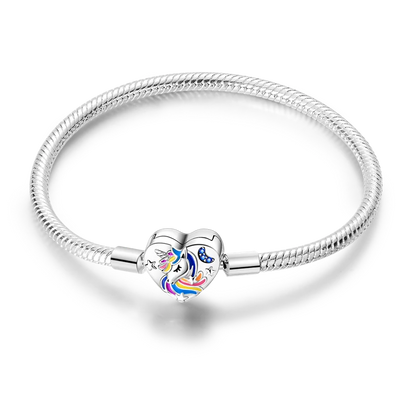 925 Sterling Silver Charm Bracelet - Leaf, Clover, Butterfly & Heart Design | 17-20cm Adjustable