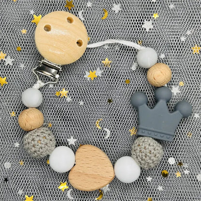 NEW Custom Name Wooden Personalized Baby Pacifier Chain Beech Bead Dummy Nipple Holder Guard Teether Pendant Newborn Mother Gift