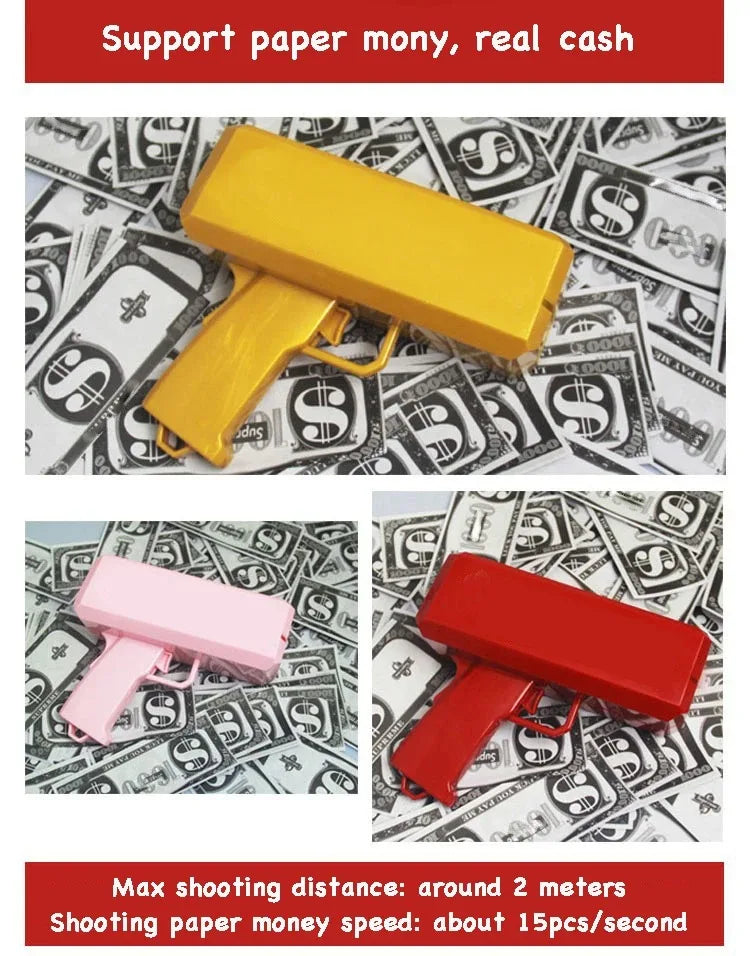 Shoot Money Gun Toy Funny Party Game Shoot Pistol Paper Money Wedding Birthday Christmas Decoration Shooter Throwing Kids Toys