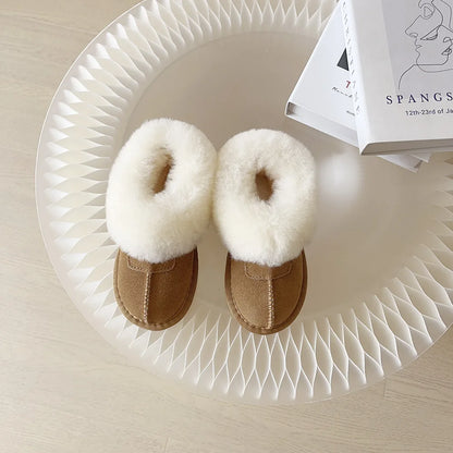 Kids Winter Slippers - Luxury Fur Lined Non-Slip Indoor Boots for Boys & Girls