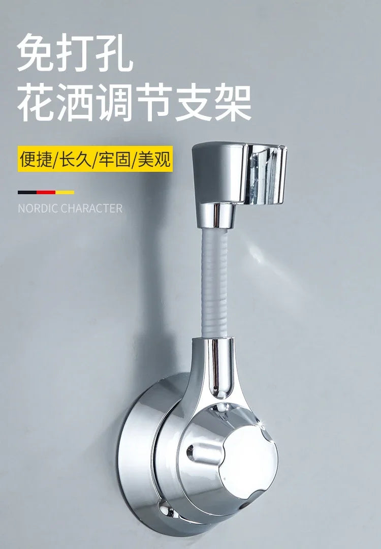 Suction Cup Shower Holder Adjustable Shower Head Holder Nozzle Handheld Holder Punch-Free Multi Angle Rotation Shower Bracket