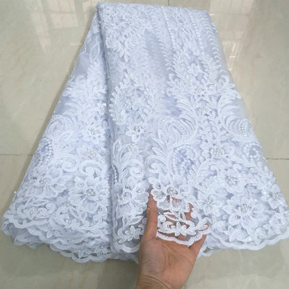 White African Lace Fabric 2025 Embroidered Nigerian Lace Fabric High Quality Cord lace French Tulle Fabric Wedding L-W006A