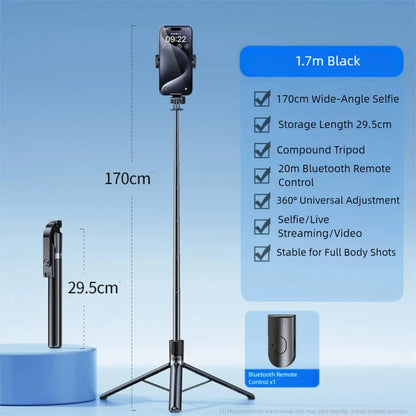 Selfie Stick 1700mm Ultra Long Stretch Portable Phone Holder Bluetooth Remote With Fill light Tripod Stand For Live Broadcas