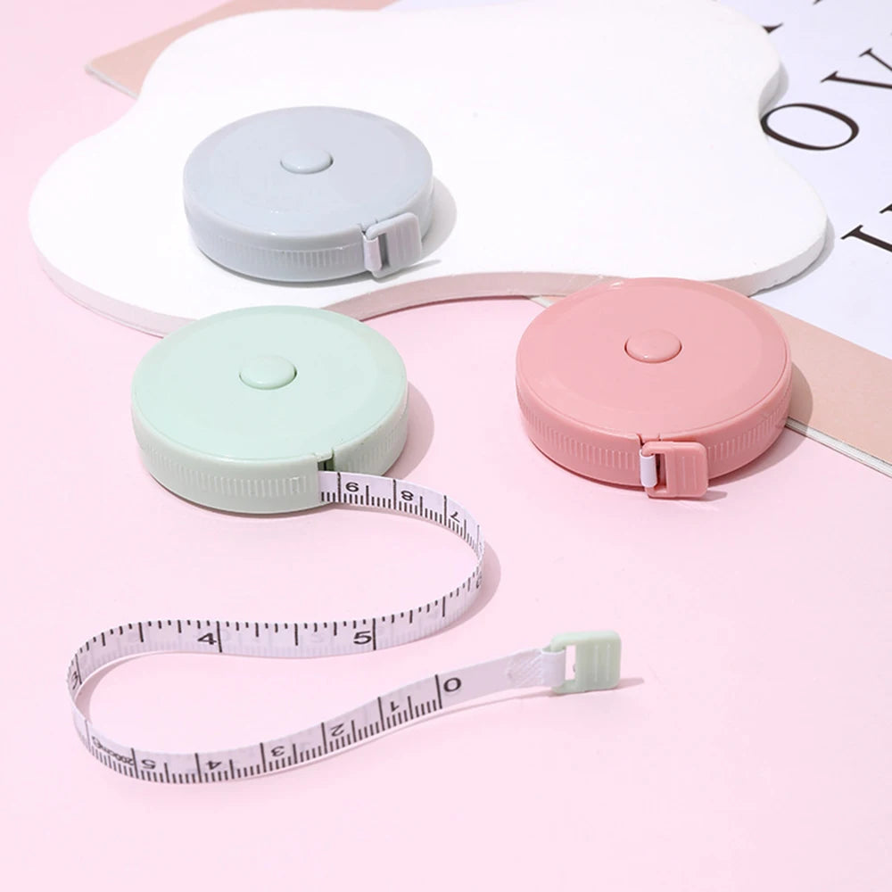 1PC/15PCS 1.5m Small Tape Measure Portable Student Soft Leather Three Measurement Clothes Automatic Recycling