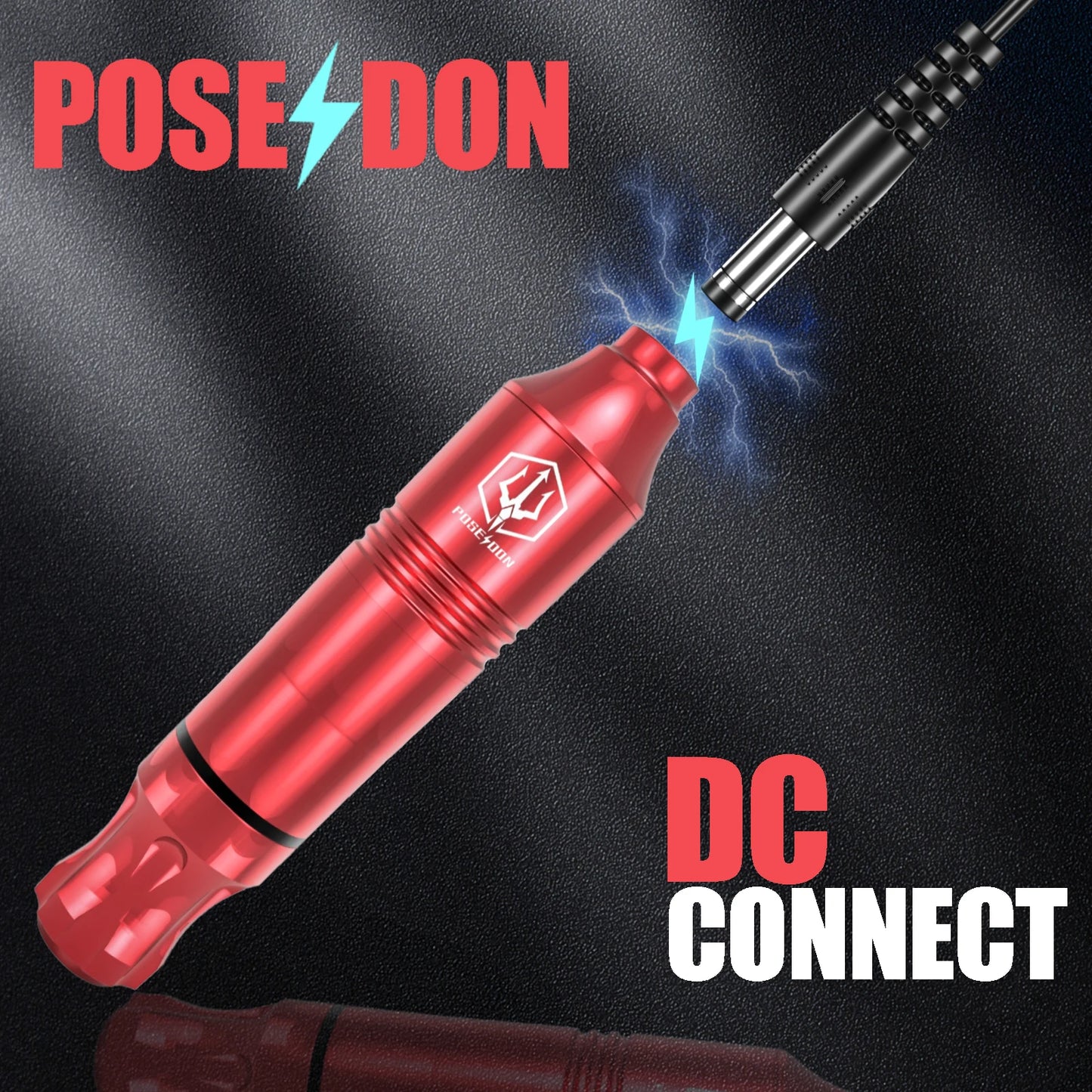 Tattoo Kit POSEIDON Red High Power Tattoo Pen Kit For Permanent Makeup Tattoo Machine Kit Cool Tattoo Power Supply Tattoo Gun Ki