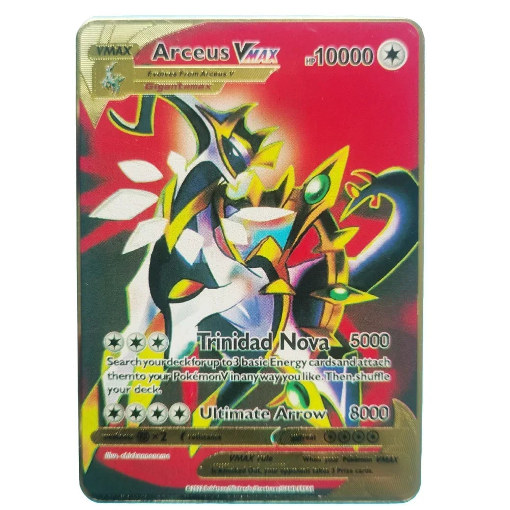 Pokémon 32er-Karten Goldmetall-Pokémon-Karten Englisch Harte Eisenkarten Mewtu Pikachu Gx Glurak Vmax Paket Spielkollektion
