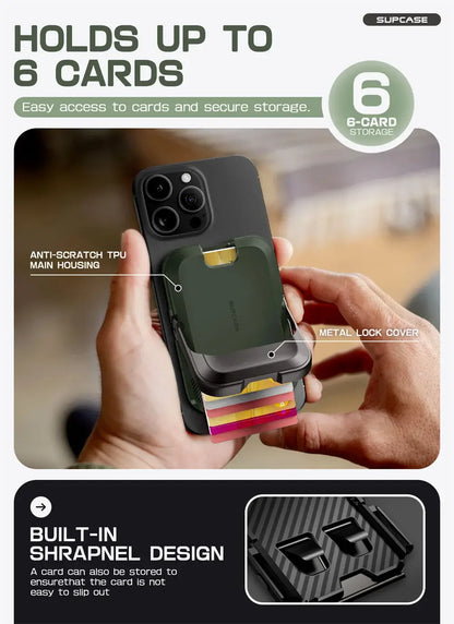 SUPCASE Magnetic Wallet Phone Stand Card Holder for iPhone 16/15/14/13 Series Strong Magnetic Lock Wallet with Stand