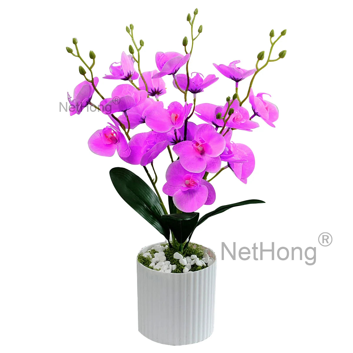 Artificial Flowers Potted 5-branched Phalaenopsis iron wire inside the branches