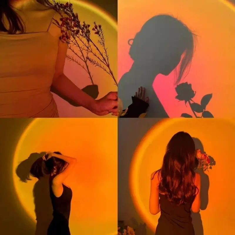 Keroro USB Sunset Light Lamp Self Photography Light LED Rainbow Neon Night Light Projector Photography Wall Atmosphere Light