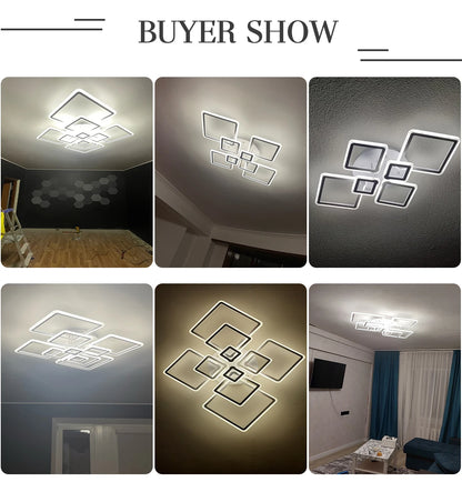 Modern LED Ceiling Light Dimmable Ceiling Lamp Fixture  Acrylic Flush Mount Ceiling Chandelier Lighting for Living Room Home