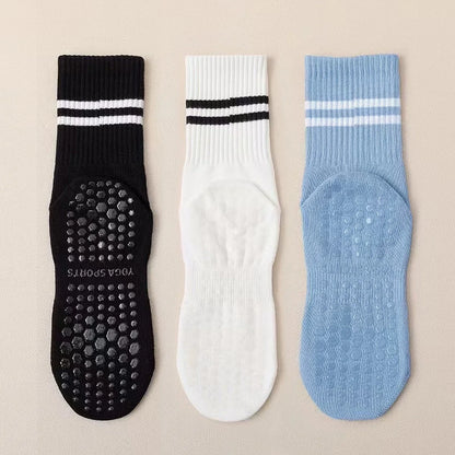 3 Pairs Long Yoga Socks with Grip for Women Anti Skid Gripper Socks No Slip Socks for Pilates, Barre, Dance,Yoga
