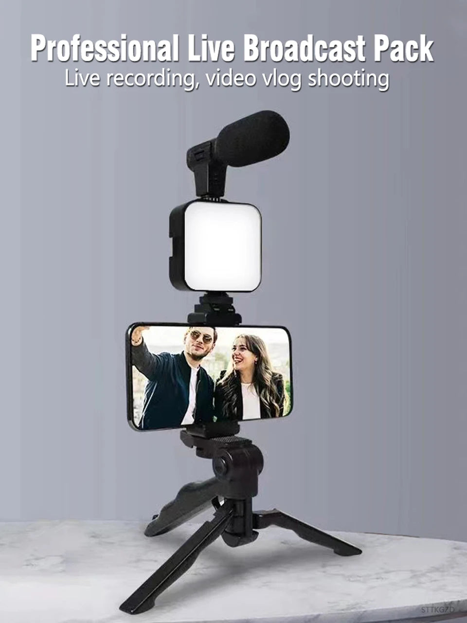 Smartphone Vlogging Kit With Tripod Phone Holder Mini Microphone LED Fill Light Starter For Live Stream Video YouTube