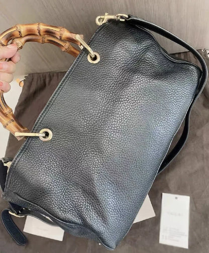England Style Tote Bags For Women Luxury Designer Handbags Purses 2024 New In PU Lychee Texture Bamboo Handle Underarm Shoulder