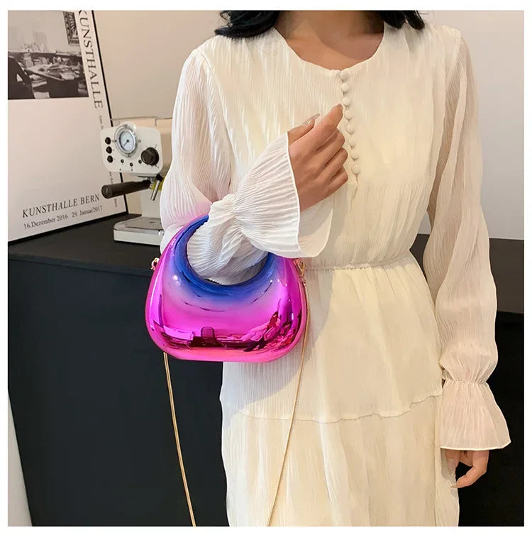 Luxury Designer Evening Clutch Clear Acrylic Women Handbags Fashion Shoulder Bag Half Moon Wedding Purses Party Tote Ladies