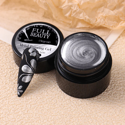 Metallic Painting Gel Chrome Gold Silver Rose Gold Mirror Effect Nail Polish Super Bright Drawing Line French Nail Art Varnish